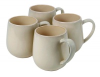 Gibson Urban Bistro 15-Ounce Reactive Tutone Stoneware Mug Set, Amber/Cream, Set of 4