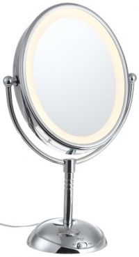 Conair BE51 Double-Sided Oval Illuminated Mirror, 6 Inch, 7x/1x Magnification, Fog-Free Viewing