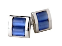 Stacked Two Piece Light Blue Fiber Optic Cufflinks by Cuff-Daddy