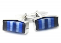 Tonal Blue Cufflinks in Fiber Optic Glass