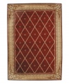 A long runner that is ideal for hallways and entryways. Infusing classic design with modern flair, this rug features a striking lattice pattern studded with rosettes on a deep sienna ground, bordered with floral and vine accents. A premium wool weave imparts rich texture and indulgent softness.