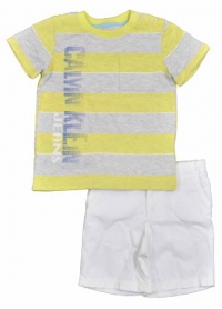 Calvin Klein Baby-boys Infant Stripes Tee With White Short