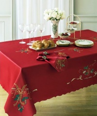 Lenox Holiday Nouveau 60 by 120-Inch Oblong / Rectangle Tablecloth, Red