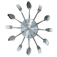 George Nelson Spoon Fork Clock, Silver