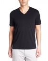 John Varvatos Men's Star USA Short Sleeve V-Neck Tee, Black, Medium