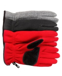 Let the cold winter winds blow. You'll be cozy and warm with these fleece gloves from Style&co., featuring suede patch at palm and thumb for better grip.