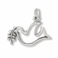 Sterling Silver Dove with Olive Branch Charm