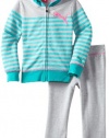 Puma - Kids Girls 2-6X Little Striped Hoodie Set, Spectra Green, 6