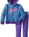 Puma - Kids Girls 2-6X Little Zebra Print Hoodie Set, Royal Purple, 6X