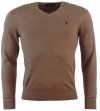 Polo Ralph Lauren Mens Pima Cotton V-Neck Sweater - M - Brown