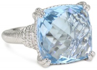 Judith Ripka Giftables All Sterling Silver Blue Cushion Stone Ring, Size 6