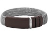 Emporio Armani EGS1381 Women's Silver Tone Stainless Steel Mesh and Brown Leather Bracelet Jewelry