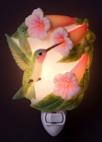 Hummingbird & Trumpet Vine Night Light Ibis & Orchid Flowers of Light