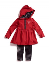 GUESS Kids Girls Hooded Dress with Leggings, RED (4)