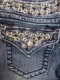 Miss Me Denim Jeans Womens Rhinestone Fleur Bootcut Med Wash JP6151B