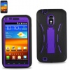 Premium Heavy Duty Hybrid Case (Outer Silicone + Inner Hard Protector Case W/ Kickstand) Galaxy S2 Sprint Samsung Epic Touch 4G (Model SGH D710) - Purple and Black