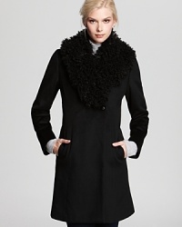 A plush texture lends luxe style to this timeless Melton coat from Laundry by Shelli Segal.