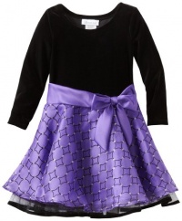 Bonnie Jean Girls 2-6X Stretch Velvet Bodice To Drop Waist Organza Skirt with Glitter, Purple, 6