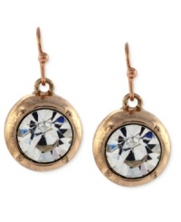 Circular chic. This pair of drop earrings from Jessica Simpson is crafted from rose gold-tone mixed metal with large glass crystal stones to ensure you're the center of attention. Approximate drop: 1-1/4 inches.