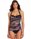 Ocean Avenue Women's Zip Line Ring Bandeau Tankini Top