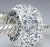 Sterling Silver Pandora Style & Inspired Swarovski Crystal Charm. (Authentic 925 silver)