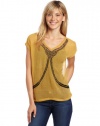 Rampage Juniors Beaded Top, Yellow, Medium