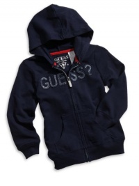 GUESS Kids Girls Girl Hoodie with Appliqué, NAVY (14)