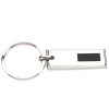 Mens Womens Stainless Steel and Black Enamel Key Ring