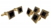 Grooved Pinstripe Black Enamel Cufflink Stud Set by Men's Collections (cs10)