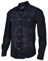 True Religion Brand Jeans Men's Rocky Stretch Corduroy Western Shirt-Black