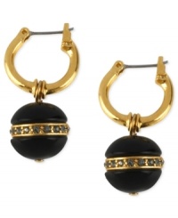 Have yourself a ball with this set of drop earrings from Kenneth Cole New York. Crafted from gold-tone mixed metal and featuring black beads with glass crystal accents, make the ball a fancy one, too. Approximate drop: 1 inch.