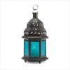 Moroccan Lantern Blue Glass Candle Holder Candleholder