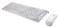 Perixx PERIDUO-710W, Wireless Keyboard and Mouse Combo Set - Compact Size 15.32x5.59x0.98 Dimension - Piano White - Built-in Numeric Keypad - Brand Batteries Included - 128 Bit AES Encryption - US English Layout