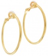 Gold Plated Metal Clip On Earrings Thin Hoop Pierced Look 1 1/2