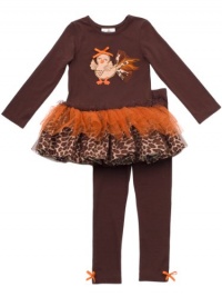 Rare Editions Girls 2-6X Turkey Applique Tutu Button Back Shirt And Legging Set