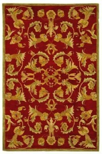 Safavieh AN527A Anatolia Collection 3-Feet by 5-Feet Handmade Hand-Spun Wool Area Rug, Burgundy and Sage