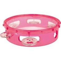 LMI Transparent Tambourine with Head Pink 15CM