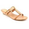 Tommy Hilfiger Merci Womens Size 8.5 Nude Open Toe Leather Wedge Sandals Shoes