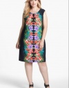 London Times Print Shift Dress (Plus Size)