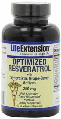 Life Extension Optimized Resveratrol with Synergistic Grape-berry Actives 250mg, Veggie Caps, 60-Count