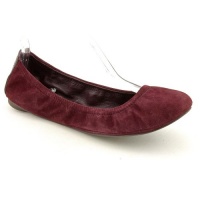 Tory Burch Eddie Womens Size 7.5 Burgundy Kid Suede Ballet Flats Shoes