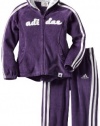 Adidas Girls 2-6X ITG Pirouette Princess Velour 2 Piece Set, Dark Violet, 3T