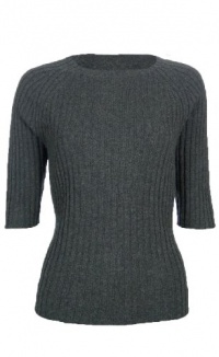 Sutton Studio Cashmere Large Ribbed Crewneck Sweater Misses (Large, Heather c...