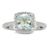 2 3/4ct Cushion Cut Green Amethyst and Diamond Ring in Sterling Silver