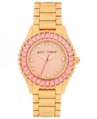 Take a cue from the guys with this glammed up boyfriend watch from Betsey Johnson.