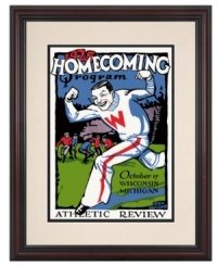 Transport Badger alums back to Madison. The 1925 homecoming game was a total wash for Wisconsin, but fans now can appreciate the vibrantly restored art from that day's football program. With a cream mat and cherry-finished wood frame.