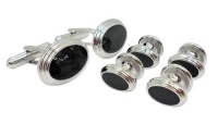 Designer Black Enamel Cufflink Stud Set by Men's Collections (cs13)