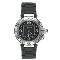 Cartier Men's W31077U2 Pasha Seatimer Automatic Stainless Steel and Rubber Watch