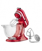 A dynamic kitchen companion, this stand mixer takes on any mixing job with professional power, and utilizes a unique tilting head design for easily bowl and content removal. One-year warranty. Model KSM155. Qualifies for Rebate