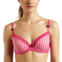 Betsey Johnson Women's Stocking Stripe Demi Bra, Think Pink, 36B